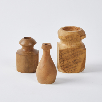 A Collection of Three Hand-Turned Candle Stick Holders in New Zealand Wood