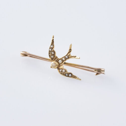 15ct Antique Swallow Brooch