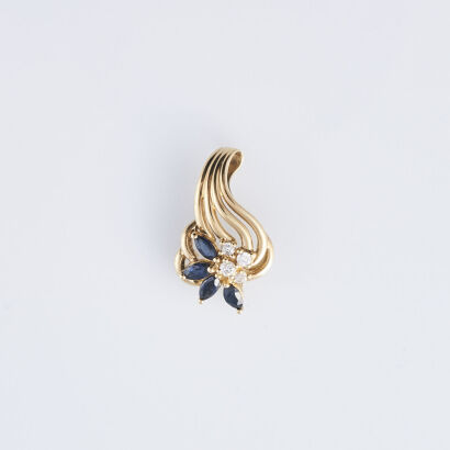 14ct Gold Sapphire and Diamond Pendant