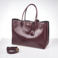 Prada Burgundy Leather Tote Bag