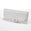 Chanel Metallic Silver East/West Flap Clutch Bag