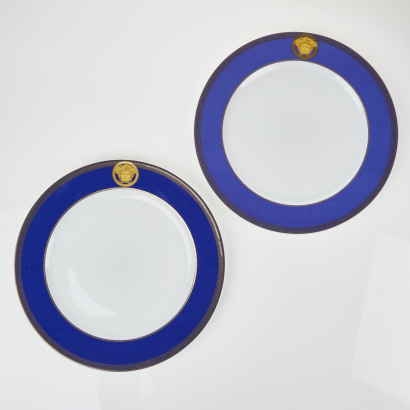 Versace by Rosenthal Set of Two Service Plates (Blue), 31cm