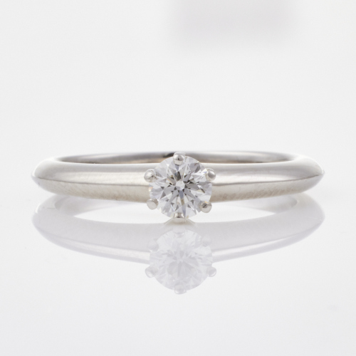 Tiffany & Co, Platinum, .24ct Diamond Solitaire Ring with Box