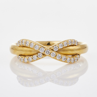 Tiffany & Co, 18ct Yellow Gold Infinity Diamond Ring, Size I 1/2