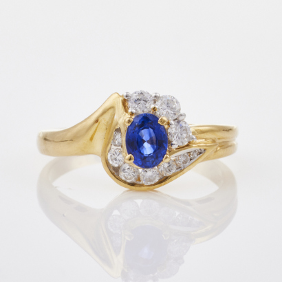 18ct Yellow Gold, Sapphire and Diamond Ring