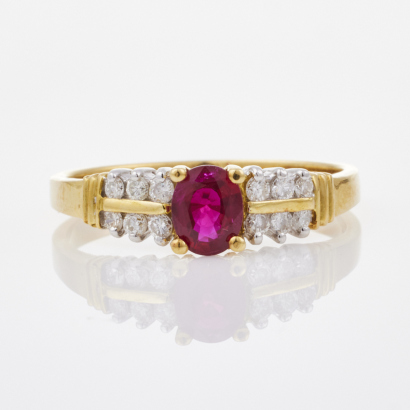 18ct Yellow Gold, Ruby and Diamond Ring