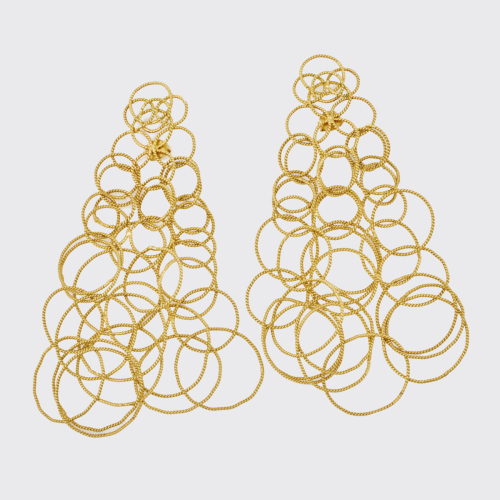 18ct Yellow Gold, Large Circular Drop Earrings