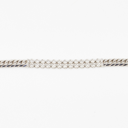 Platinum, Double Row 1.00ct Diamond Bracelet