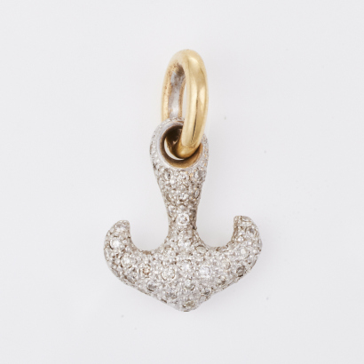 9ct White Gold/Yellow Gold, .50ct Diamond Anchor Pendant