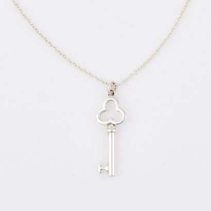 Tiffany & Co, Sterling Silver Small Key Necklace with Box - Near new