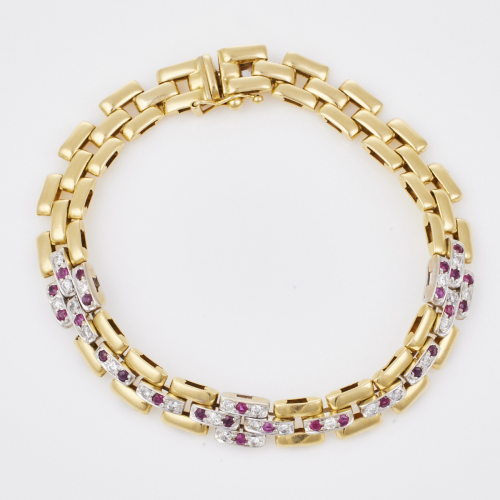 18ct Yellow Gold, .75ct Ruby/.63ct Diamond Bracelet