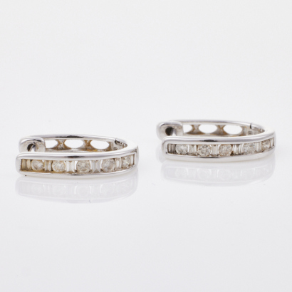 9ct White Gold, .20ct Diamond Hoop Earrings