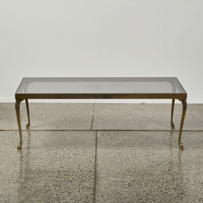 A Brass Framed Glass Coffee Table c.1970s