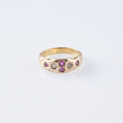 18ct Antique Ruby and Diamond Ring