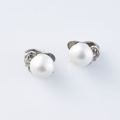 Pearl and Diamond Earrings