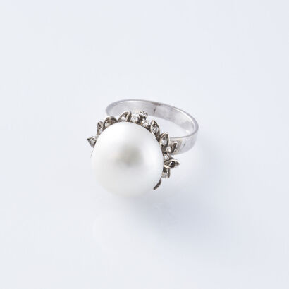 Pearl and Diamond Ring