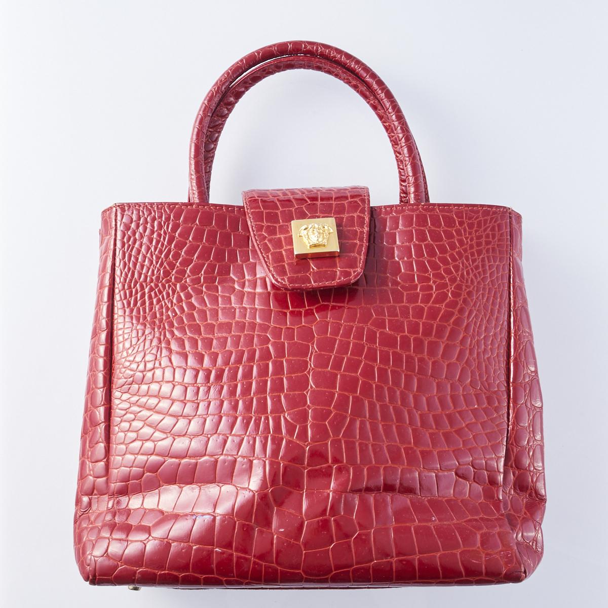 Sold at Auction: Gianni Versace Croc Embossed Shoulder Bag