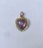 9ct Antique Amethyst Heart and Seed Pearl Pendant