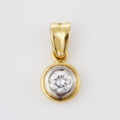 18ct Yellow Gold, Bezel Set .50ct Diamond Pendant