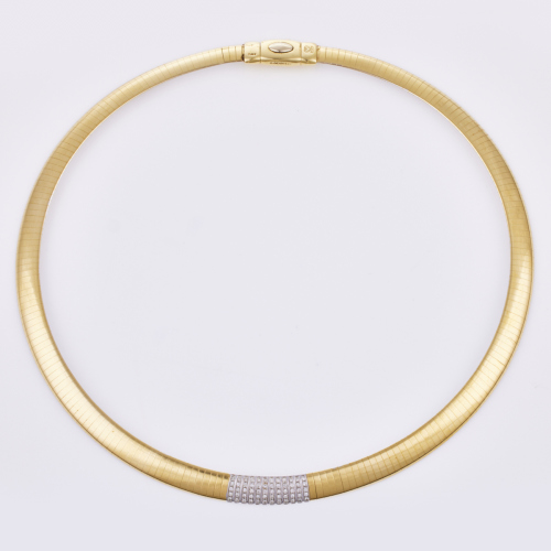 18ct Gold, Reversible Omega Collier, with .60ct Diamond Enhancement