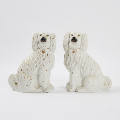 A Pair of Large Antique Staffordshire Dogs