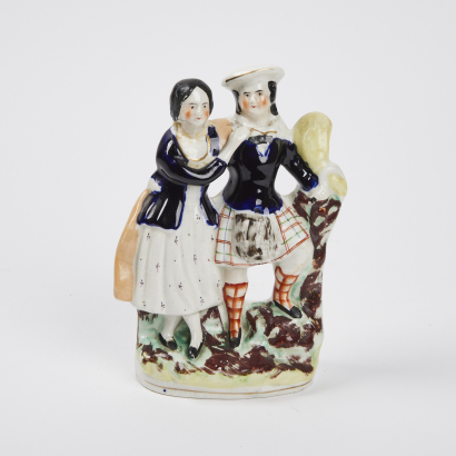 A Figural Staffordshire Porcelain Scottish Couple