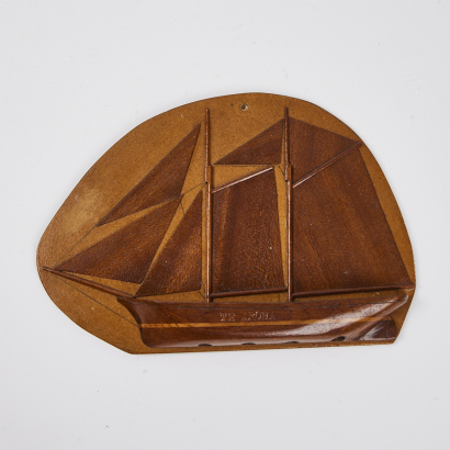 A Wood Boat Titled 'Te Aroha' by L. Ricketts