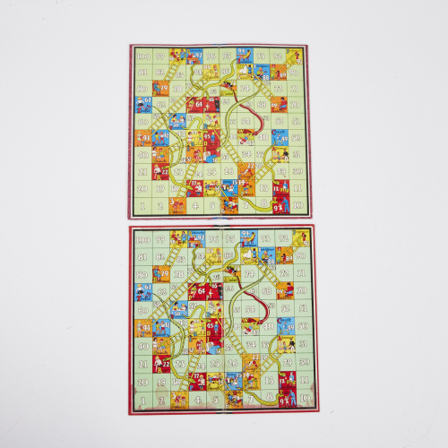 Two Vintage Snakes and Ladders Boards