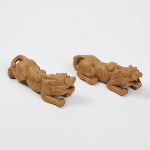 A Pair of Hornless Dragon Ceramic Tea Pets