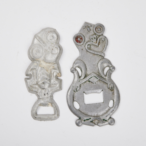 Two Metal Tiki Bottle Openers