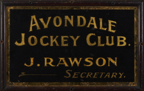 An Antique Avondale Jockey Club Sign