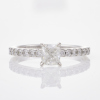 18ct White Gold, 1.07ct Cushion Cut and Accent Diamond Ring