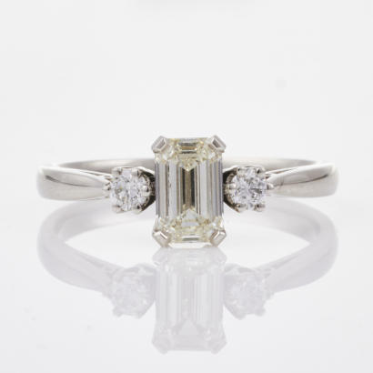 Platinum .65ct Emerald cut Diamond Aurora Ring