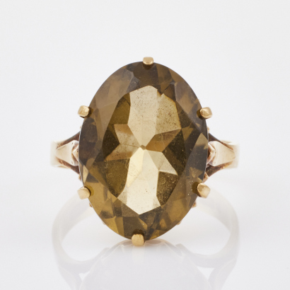 9ct Yellow Gold, Vintage, 11.00ct Smokey Quartz Ring