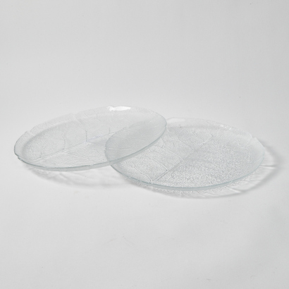 A Pair Of Glass Leaf Platters