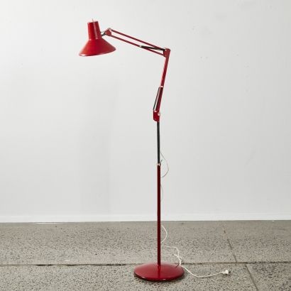 Red Anglepoise Lamp With Floor Stand