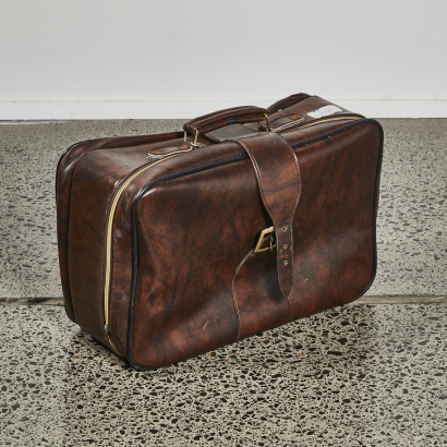 A Vintage New Zealand Made Leather Suitcase