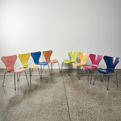 A Set Of Eight Fritz Hansen Series 7 Designed By Arne Jacobsen