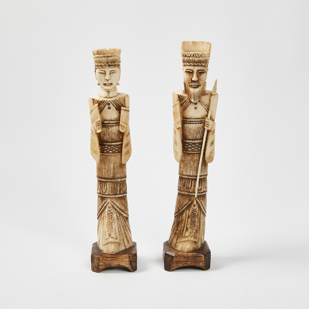 Shops Pair of asian carved bone figures