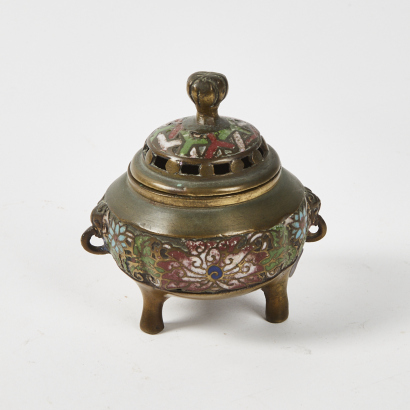 A Small Bronze Cloisonne Incense Burner