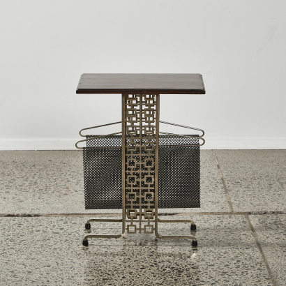 A Mid Century Side Table And Magazine Rack