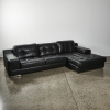 A Contemporary Black Leather Chaise Couch - 2