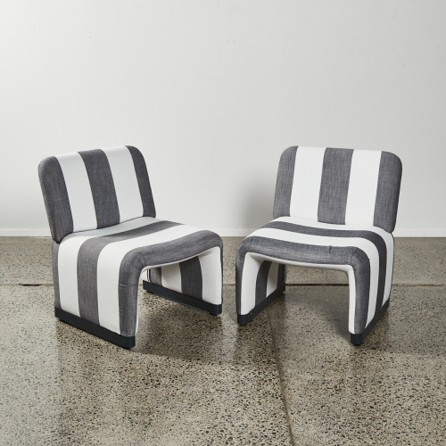 A Pair Of Bold Stripe Vintage Italian Chairs Pair