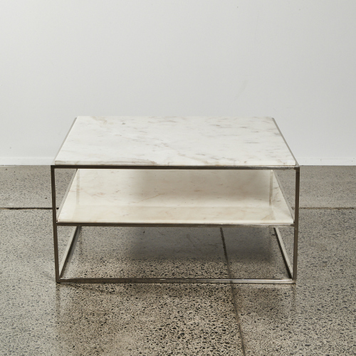 A Marble And Steel Tiered Coffee Table