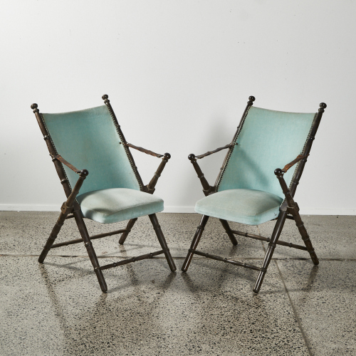 A Pair Of Seventies Folding Campaign Chairs