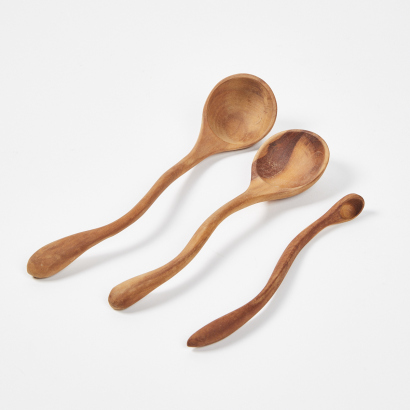 A Trio Of Handmade Curved Wooden Spoons