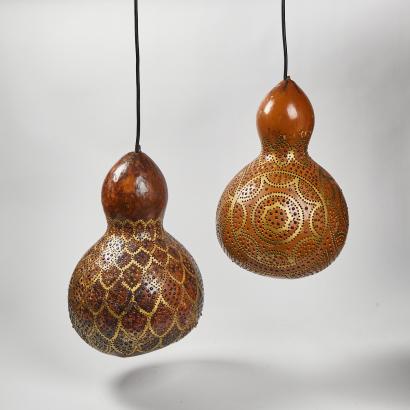 A Pair of Gourd Ceiling Pendants