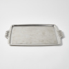 A Mid Century Quality Stainless Steel Serving Tray With Patterned Handles