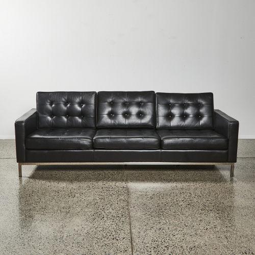 A Florence Knoll Style Leather Three Seater Sofa