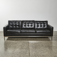 A Florence Knoll Style Leather Three Seater Sofa